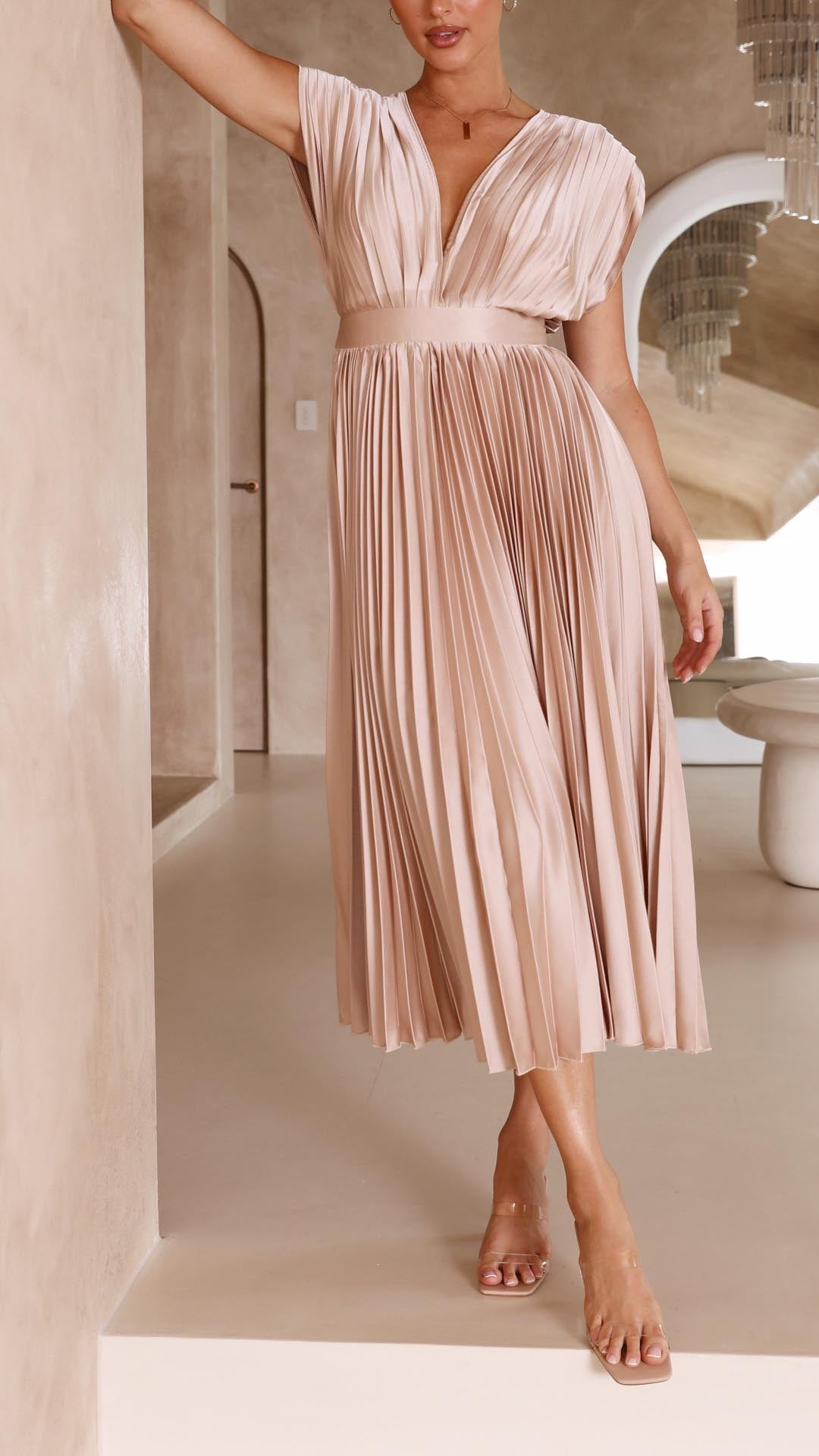Henrietta  - Pleated Sleeveless Maxi Dress