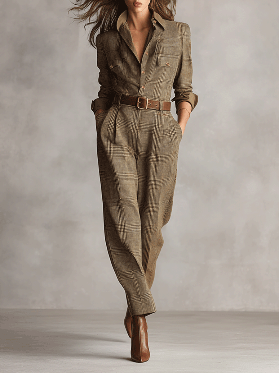 Isabel  - Tweed Utility Jumpsuit Workplace Meetings