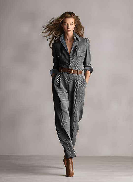 Isabel  - Tweed Utility Jumpsuit Workplace Meetings