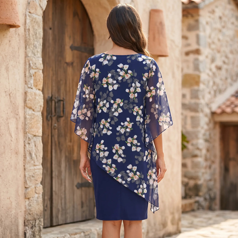 Janet  - Floral Overlay Sheath Dress