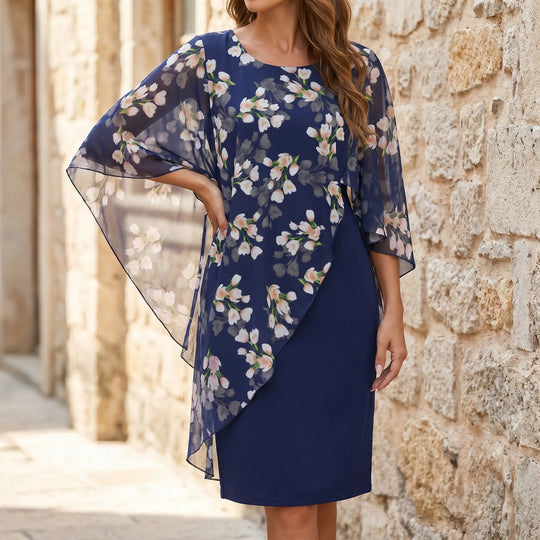 Janet  - Floral Overlay Sheath Dress