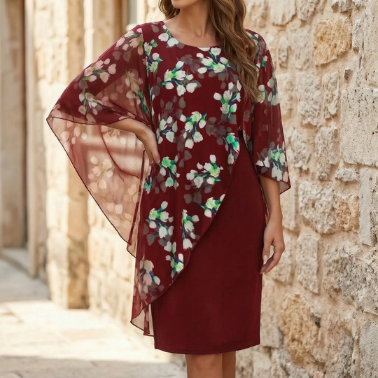 Janet  - Floral Overlay Sheath Dress