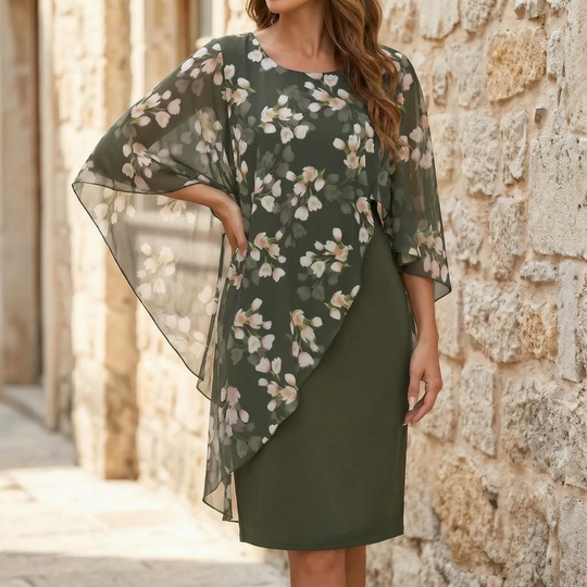 Janet  - Floral Overlay Sheath Dress