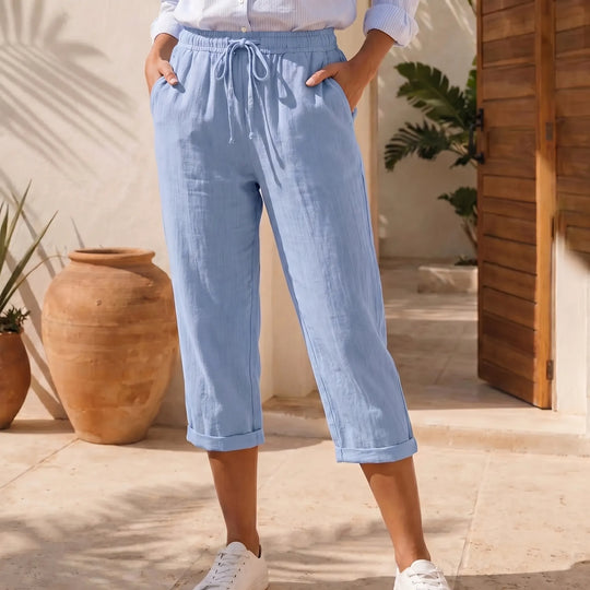 Jasmine  - Mid-Calf Drawstring Casual Pants