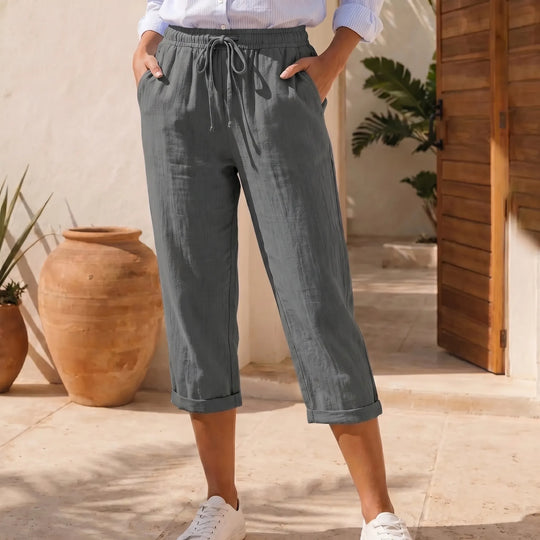 Jasmine  - Mid-Calf Drawstring Casual Pants