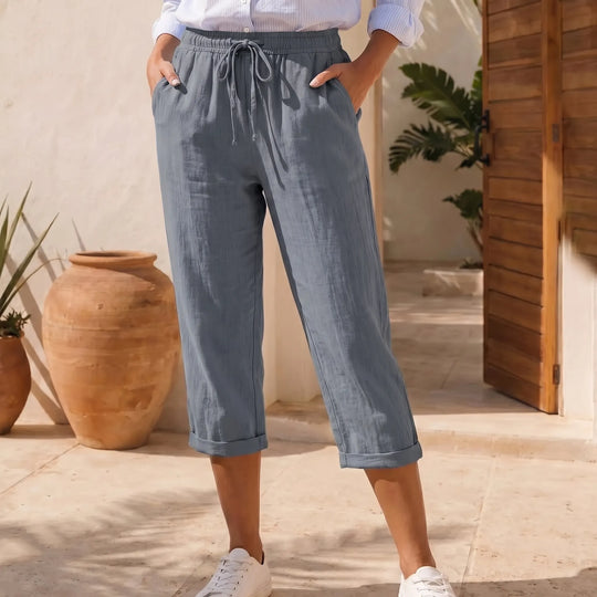 Jasmine  - Mid-Calf Drawstring Casual Pants