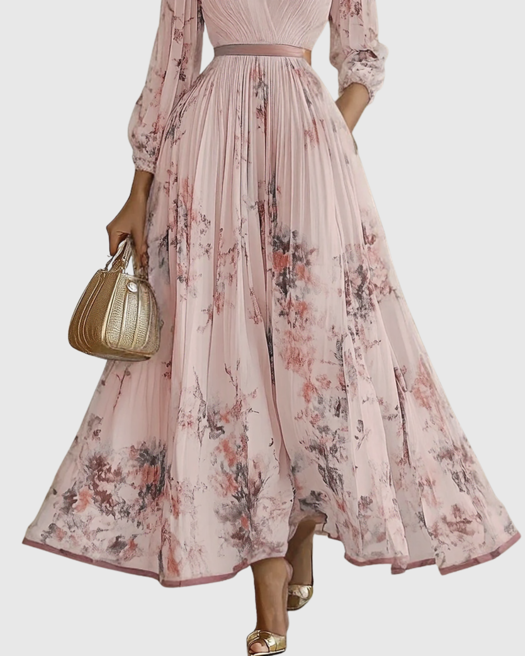 Jenna  - Pleated Floral Maxi Dress Attending Summer Weddings