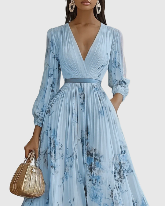 Jenna  - Pleated Floral Maxi Dress Attending Summer Weddings