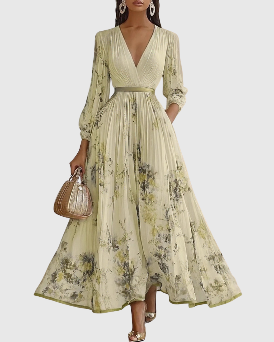 Jenna  - Pleated Floral Maxi Dress Attending Summer Weddings