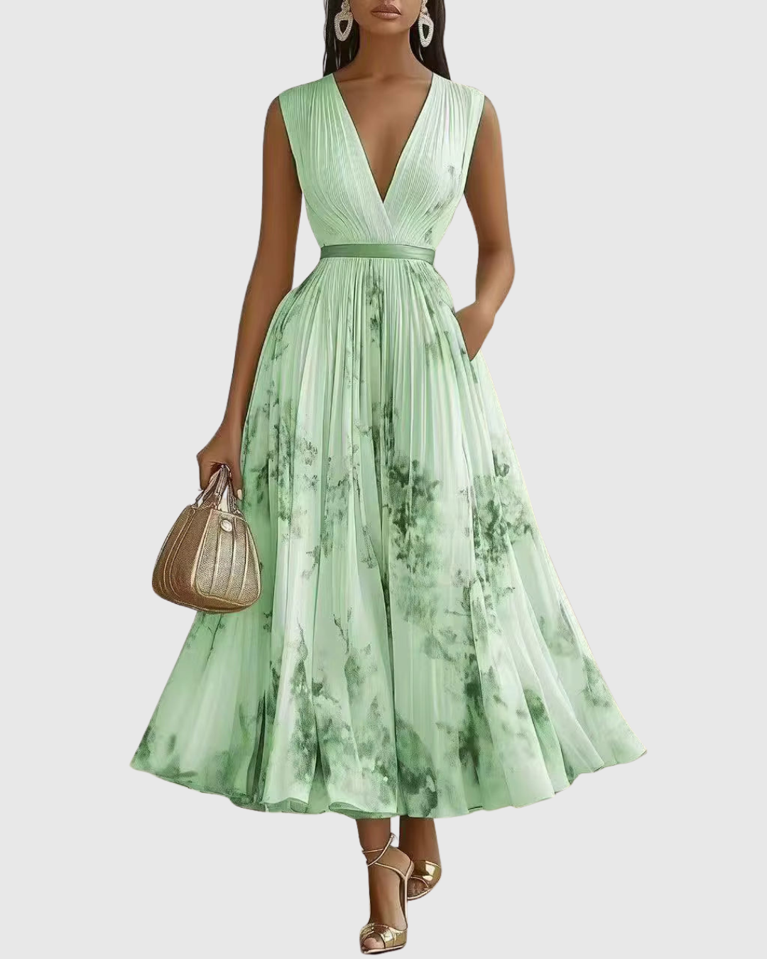 Jenna  - Pleated Floral Maxi Dress Attending Summer Weddings