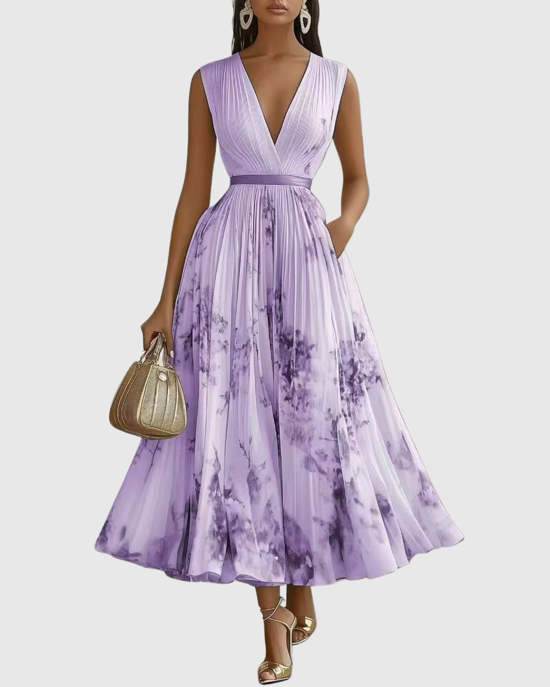 Jenna  - Pleated Floral Maxi Dress Attending Summer Weddings