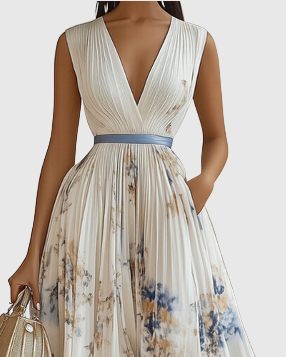 Jenna  - Pleated Floral Maxi Dress Attending Summer Weddings