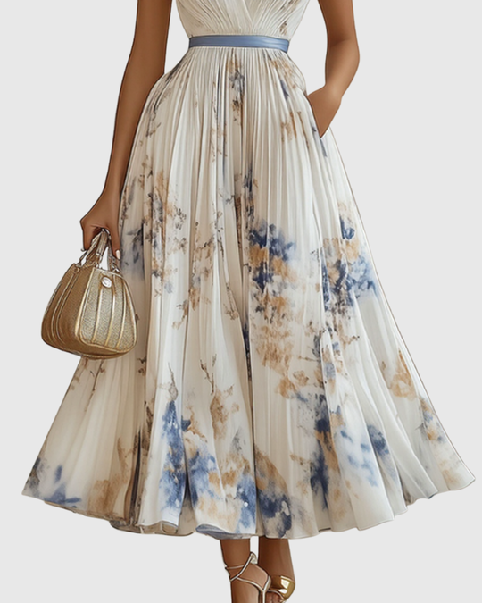 Jenna  - Pleated Floral Maxi Dress Attending Summer Weddings