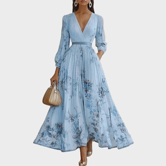 Jenna  - Pleated Floral Maxi Dress Attending Summer Weddings