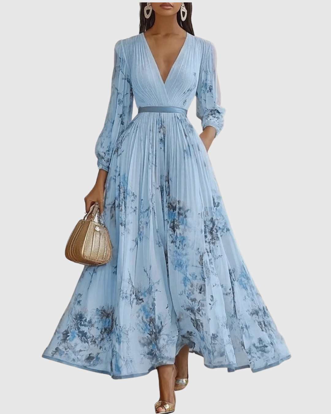Jenna  - Pleated Floral Maxi Dress Attending Summer Weddings