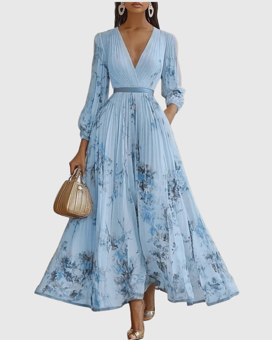 Jenna  - Pleated Floral Maxi Dress Attending Summer Weddings