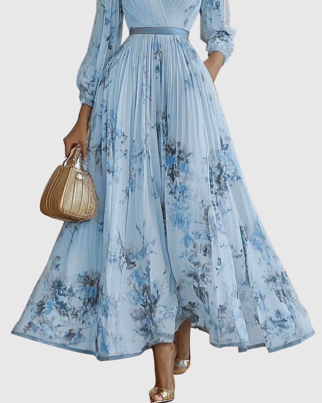 Jenna  - Pleated Floral Maxi Dress Attending Summer Weddings