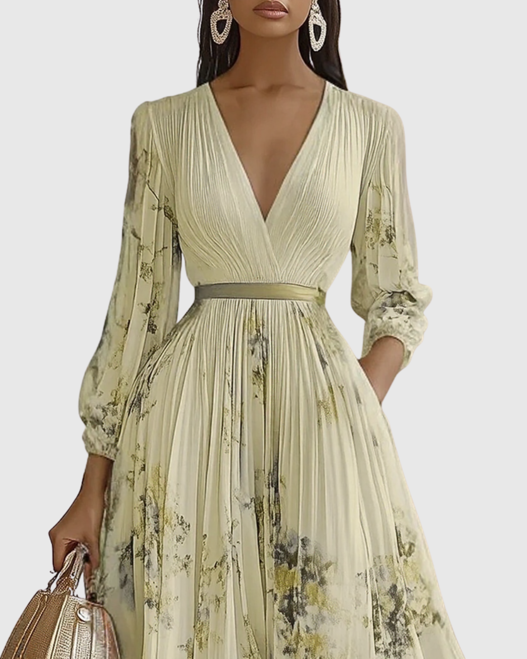 Jenna  - Pleated Floral Maxi Dress Attending Summer Weddings