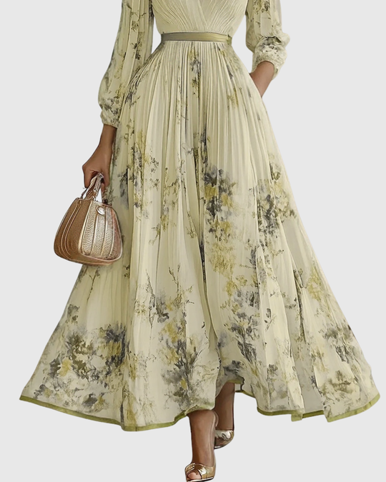 Jenna  - Pleated Floral Maxi Dress Attending Summer Weddings