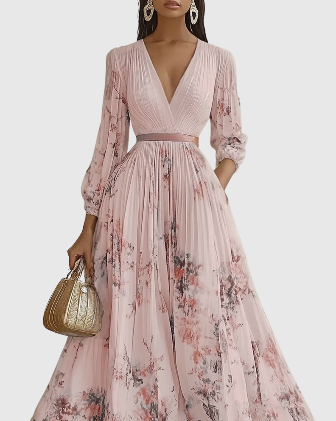 Jenna  - Pleated Floral Maxi Dress Attending Summer Weddings