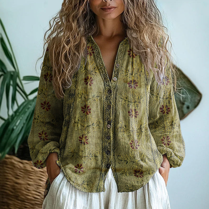 Jennifer  - Printed Long Sleeve Blouse