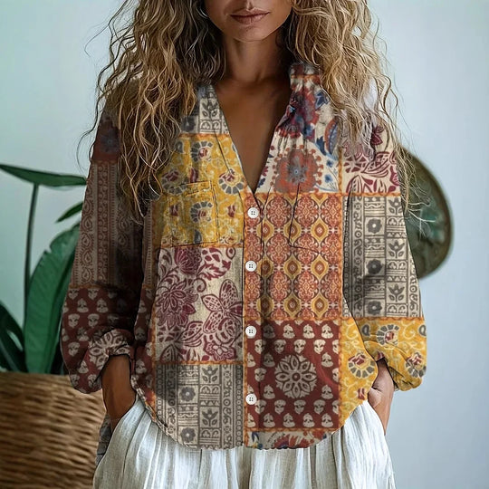 Jennifer  - Printed Long Sleeve Blouse