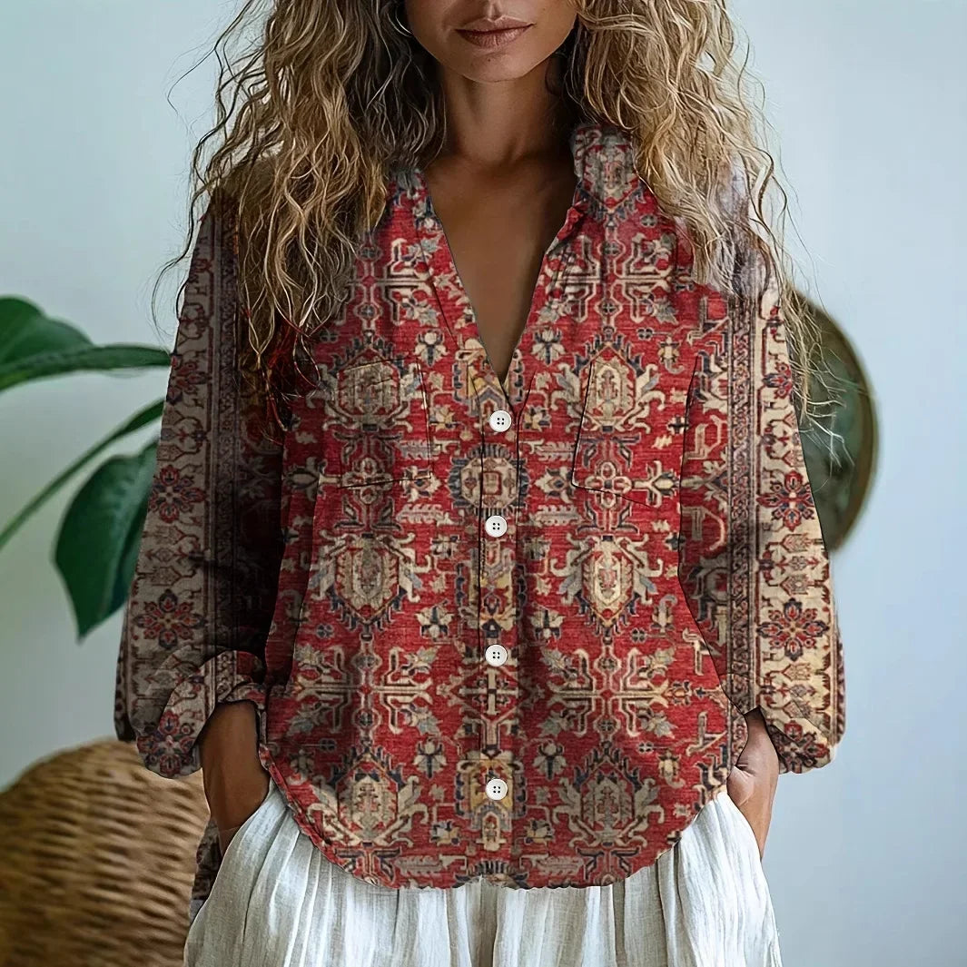 Jennifer  - Printed Long Sleeve Blouse