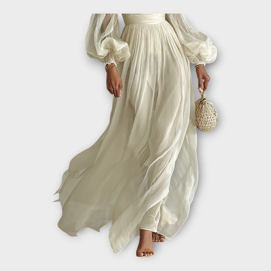 Judy  - Flowing Sheer Maxi Dress Evening Events