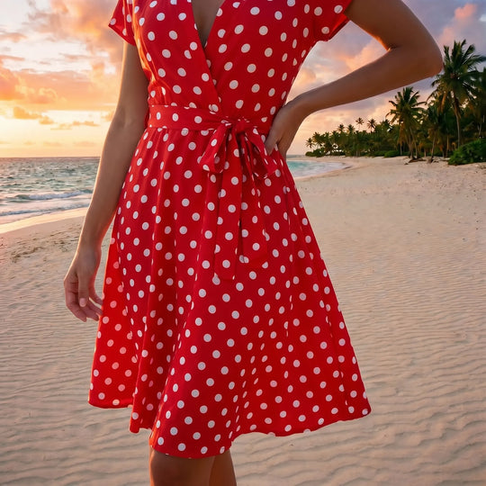 Julia  - Polka Dot V-Neck Midi Dress