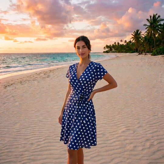Julia  - Polka Dot V-Neck Midi Dress
