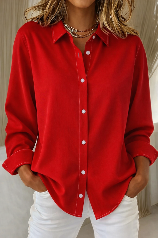 Karen  - Long-Sleeve Button-Down Blouse