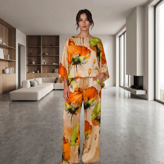 Kellie  - Floral Print Wide-Leg Two-Piece Set