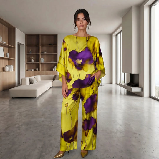 Kellie  - Floral Print Wide-Leg Two-Piece Set