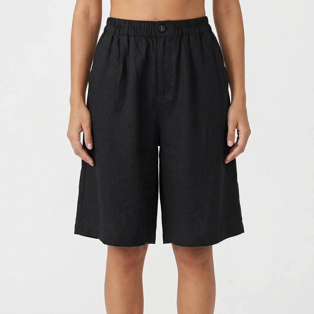 Kim  - Relaxed Mid-Thigh Elastic Waist Shorts