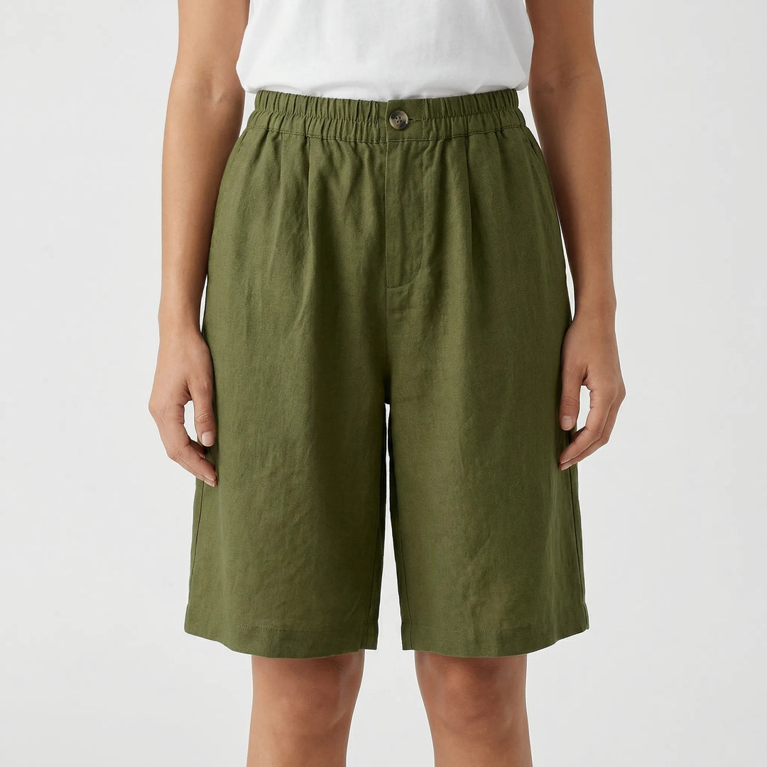 Kim  - Relaxed Mid-Thigh Elastic Waist Shorts