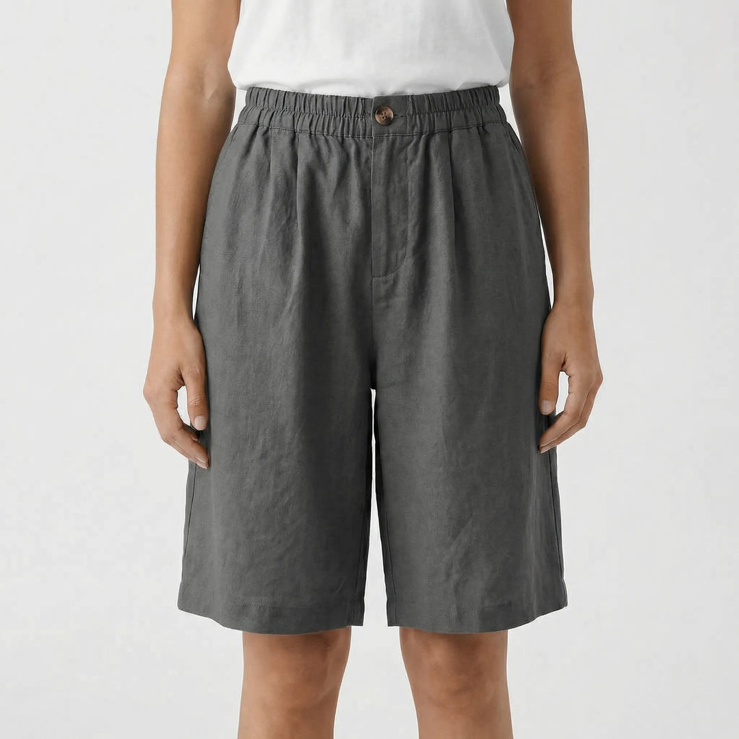 Kim  - Relaxed Mid-Thigh Elastic Waist Shorts