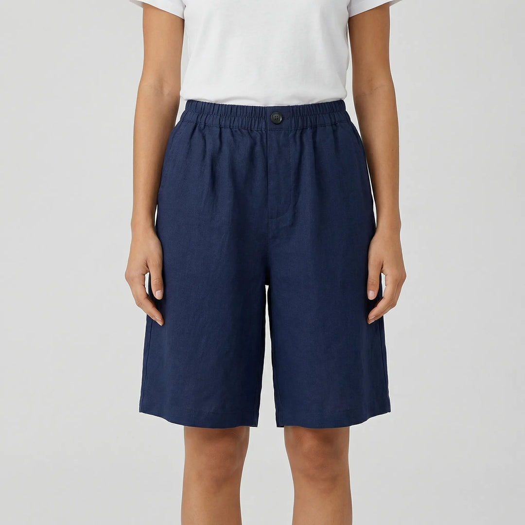 Kim  - Relaxed Mid-Thigh Elastic Waist Shorts