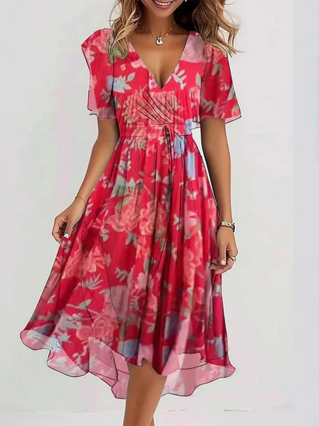 Kim  - V-Neck Midi Dress