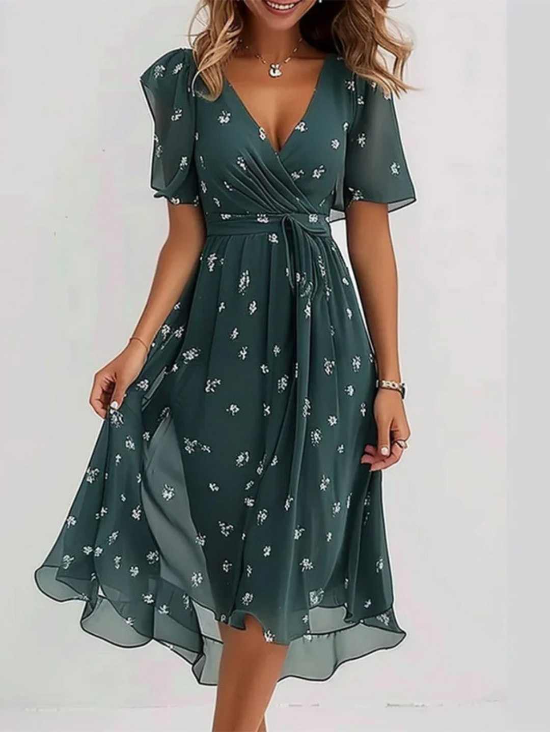 Kim  - V-Neck Midi Dress
