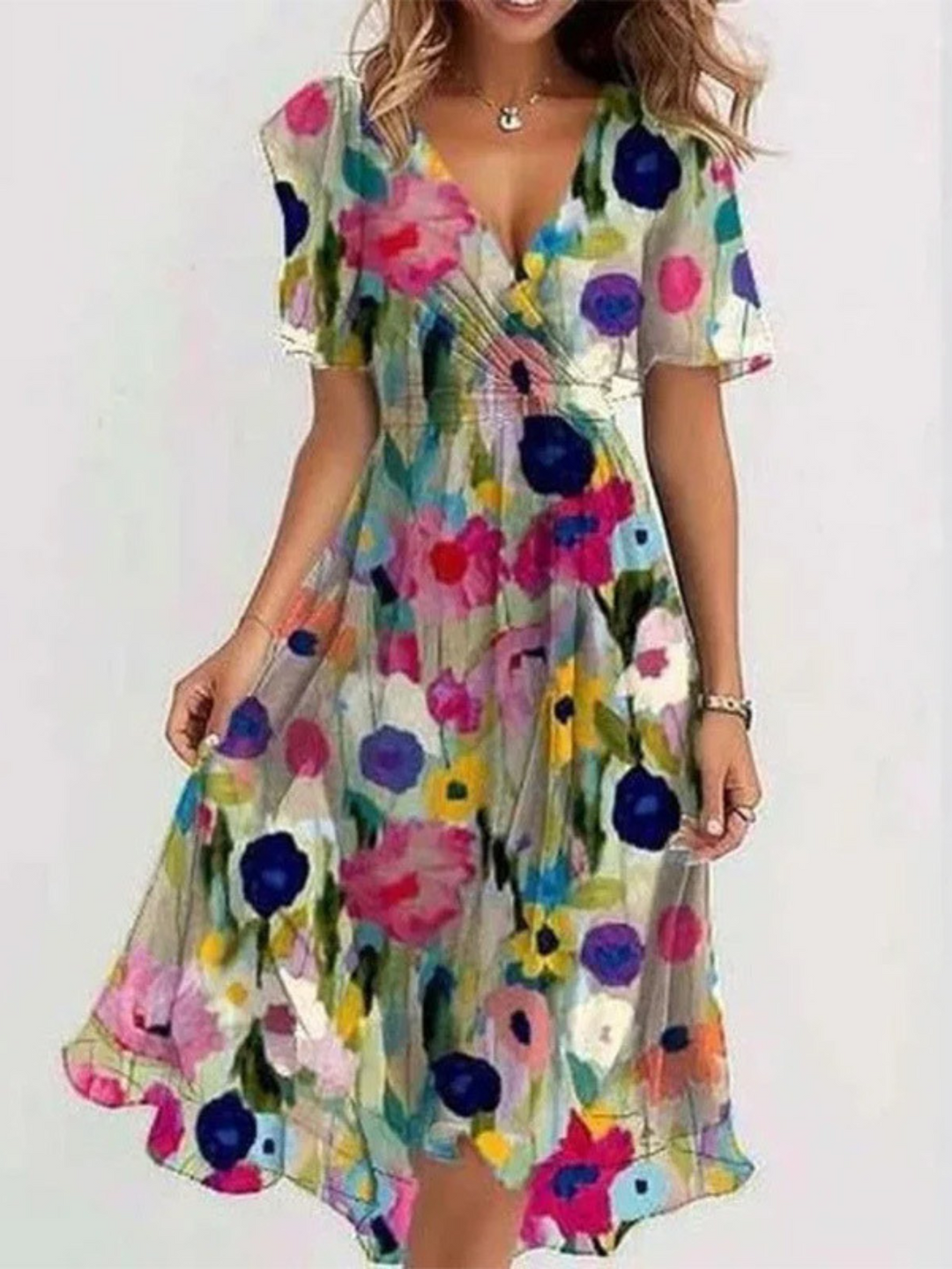 Kim  - V-Neck Midi Dress