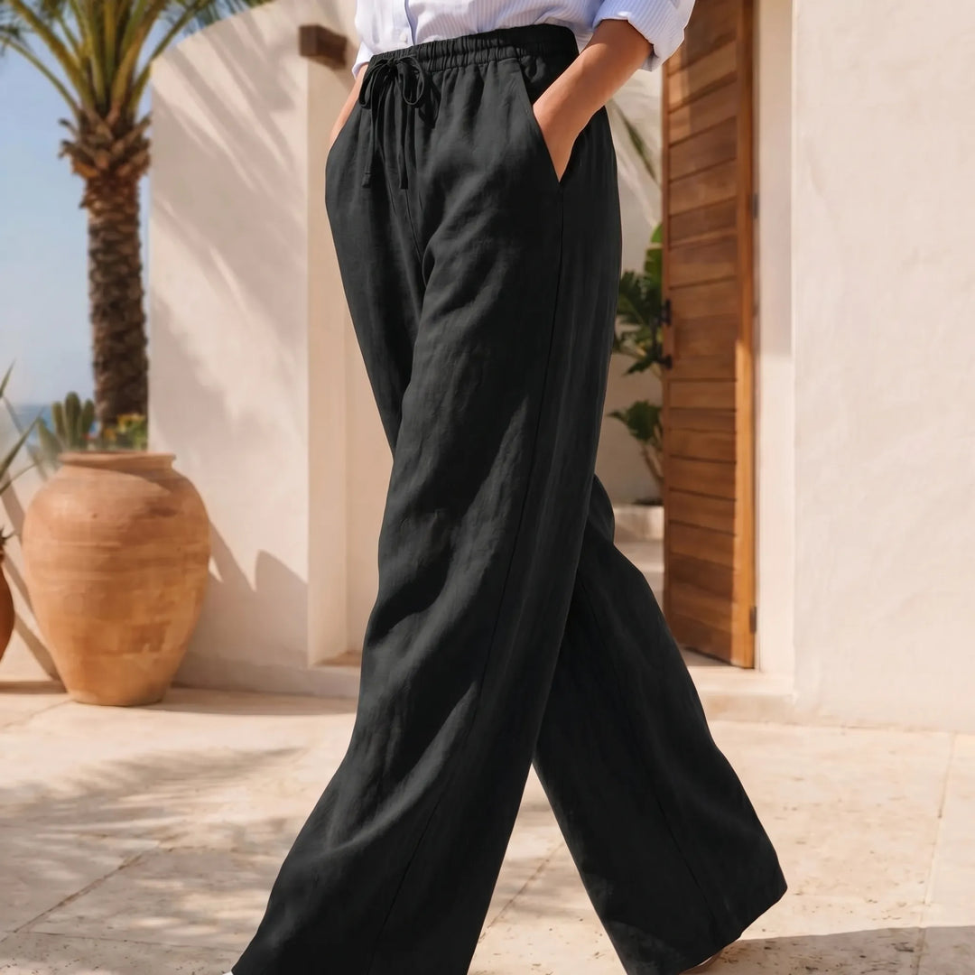 Kristi  - Wide-Leg Drawstring Waist Pants