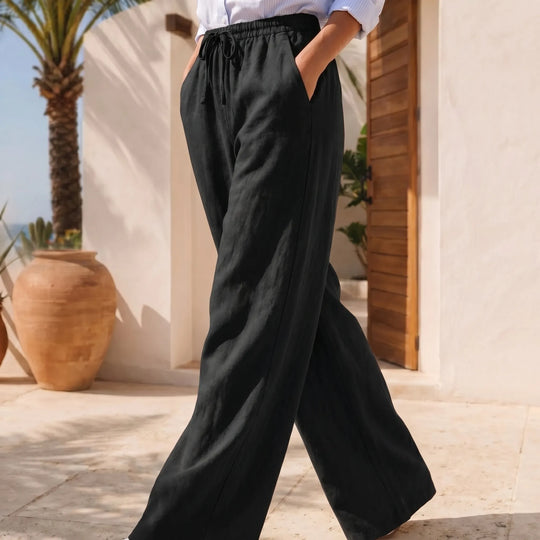 Kristi  - Wide-Leg Drawstring Waist Pants