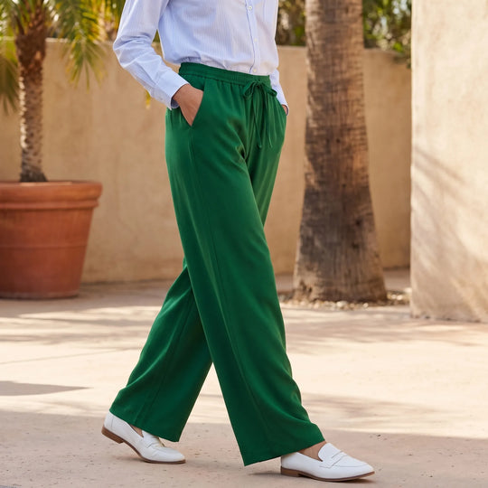 Kristi  - Wide-Leg Drawstring Waist Pants