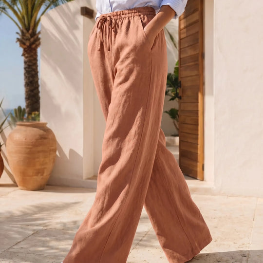 Kristi  - Wide-Leg Drawstring Waist Pants