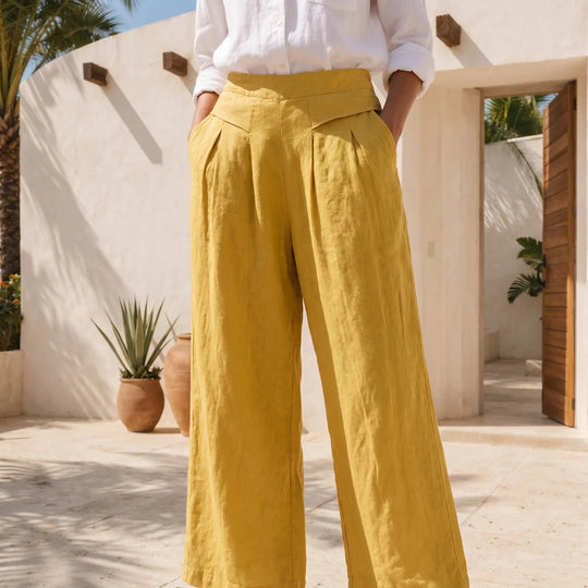 Kristie  - High-Waist Wide-Leg Cropped Pants