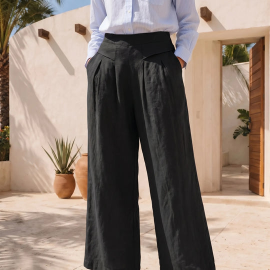 Kristie  - High-Waist Wide-Leg Cropped Pants