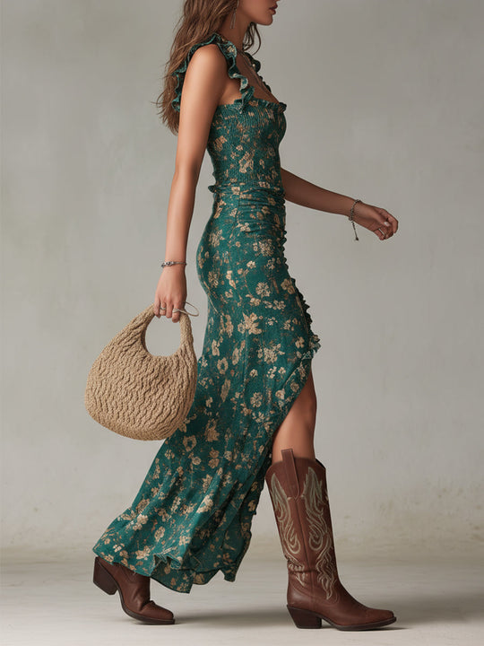 Krystal  - Smocked Floral Maxi Dress 