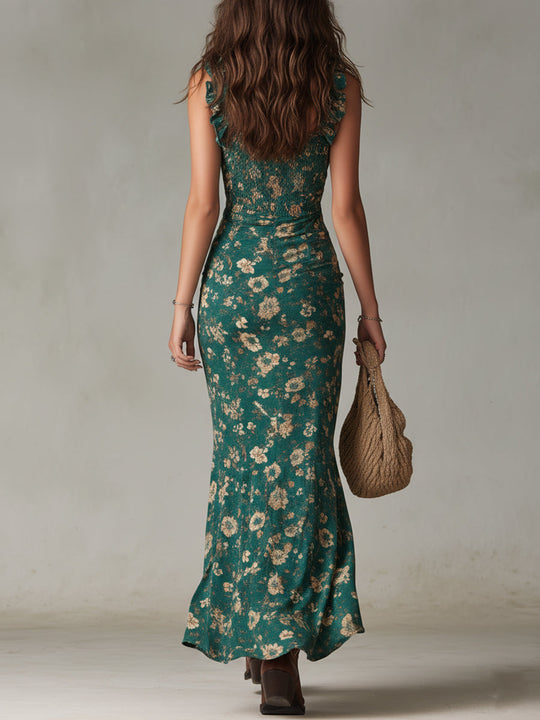 Krystal  - Smocked Floral Maxi Dress 