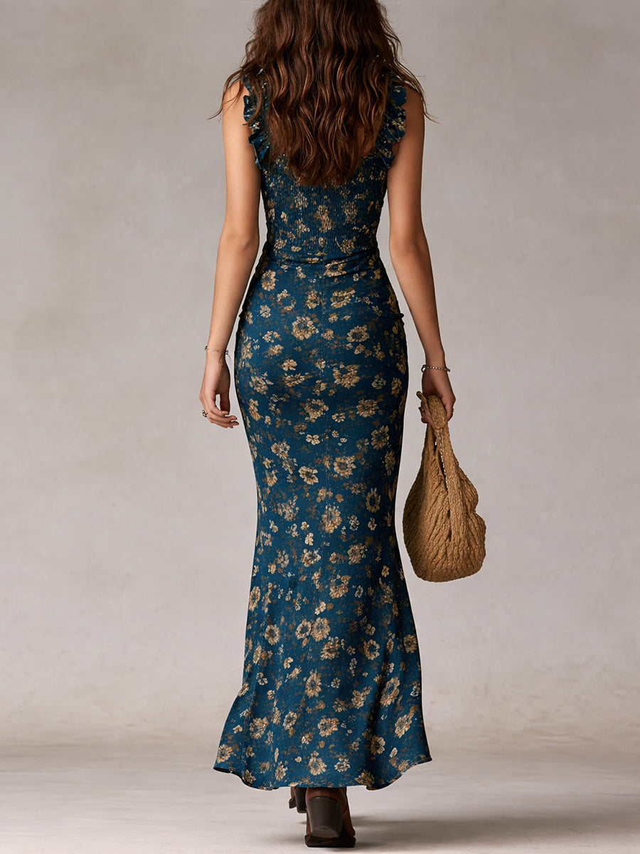 Krystal  - Smocked Floral Maxi Dress 