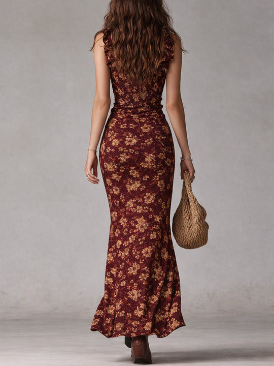 Krystal  - Smocked Floral Maxi Dress 